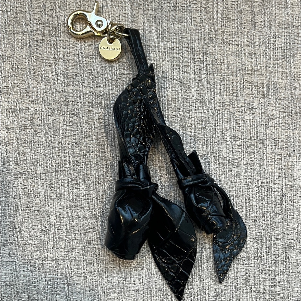 Brahmin Black Leather Key Holder